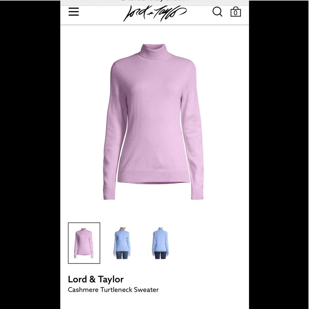 Lord&Taylor Cashmere pink/lilac turtleneck